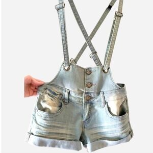 Hot Kiss Denim Overall Shorts Onsie 3 Boho Trendy Cute Farm Western Country Girl